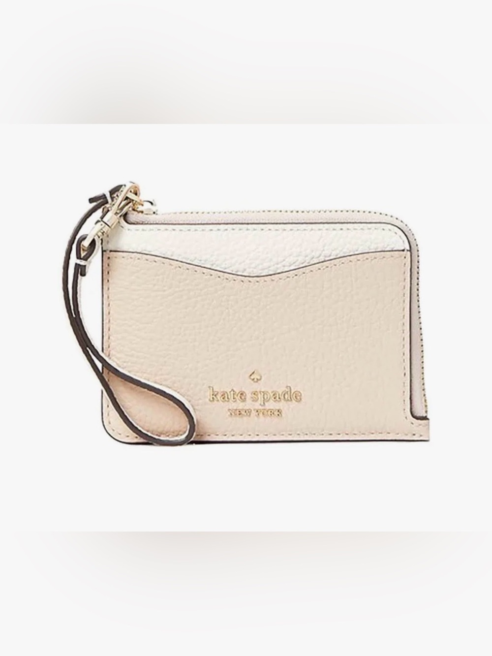kate spade two-tone cream and white wristlet card case